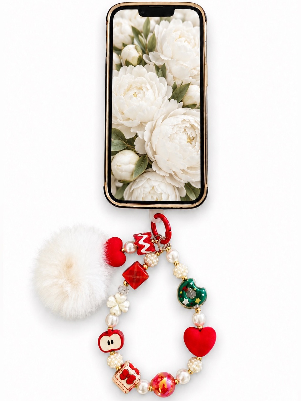 Christmas Wreath Donut Red Bow Coquette Argyle Heart Apple Bag Charm Phone Chain